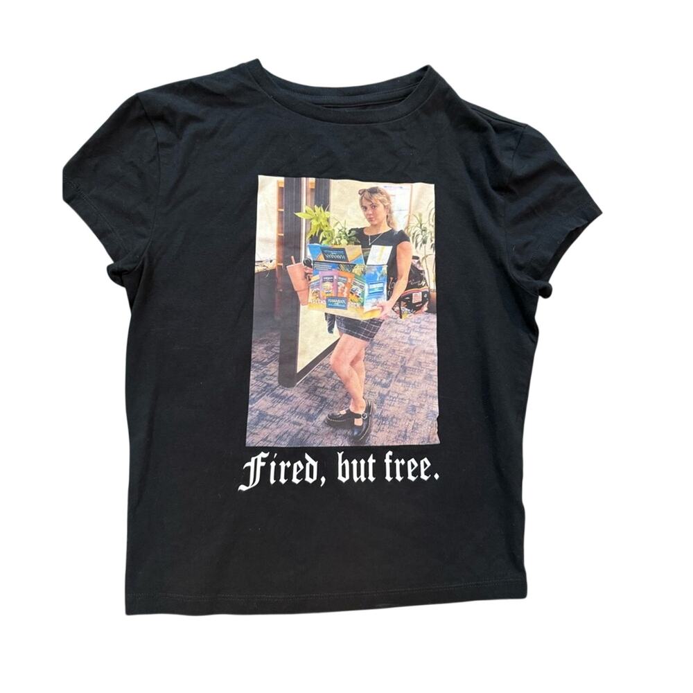 Original Design ‘Fired but Free” Graphic Tee Ironic Funny Corporate Hater